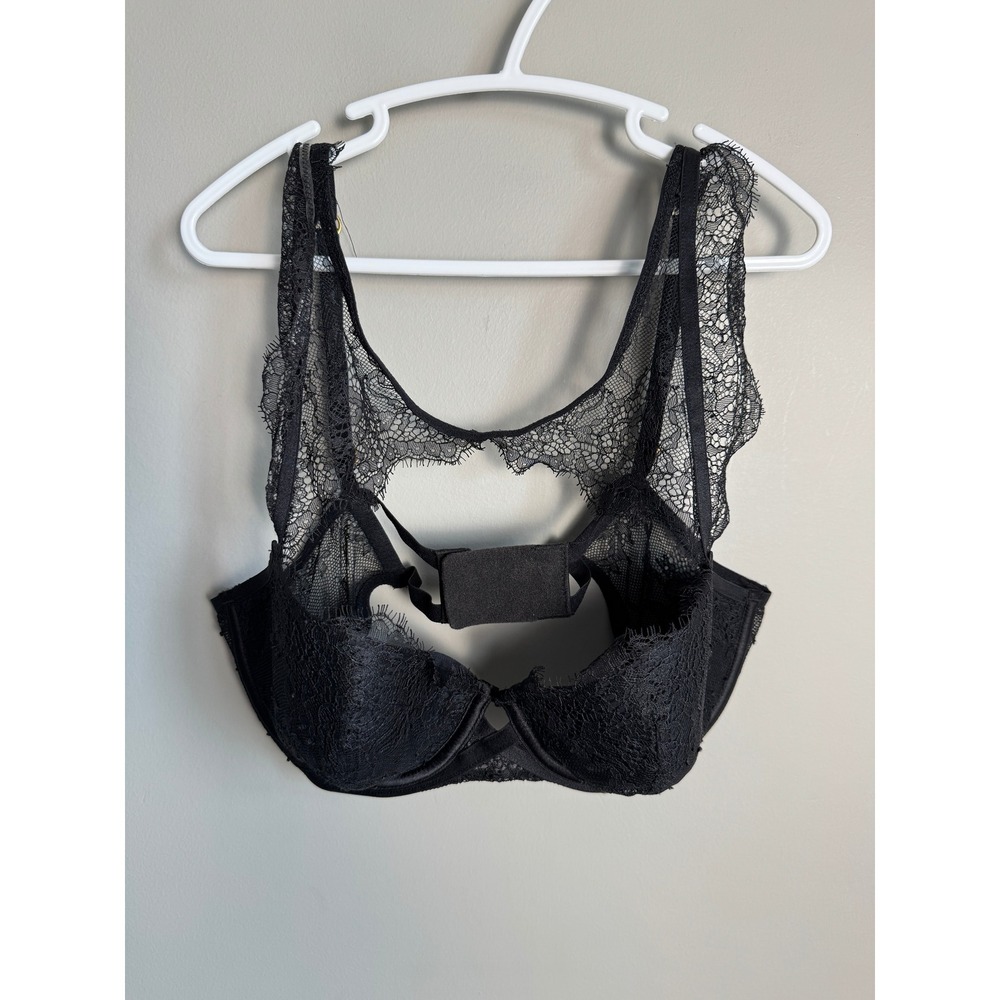 Victoria's Secret Very Sexy Lined Demi Bra‎ Floral Lace Black Goth Coquette 34C